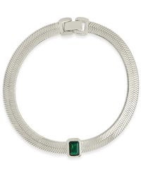 Sterling Forever - Cz Calder Station Herringbone Bracelet - Lyst