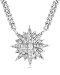 Glaze Jewelry - Rhodium Plated Cz Starburst Necklace - Lyst