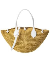 Celine - Triomphe Beads Small Sisal & Leather Basket Tote - Lyst