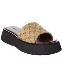 Gucci - Gg Canvas Platform Sandal - Lyst
