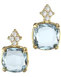 I. REISS - 14k 7.20 Ct. Tw. Diamond & Blue Topaz Drop Earrings - Lyst