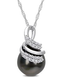 Rina Limor - Contemporary Pearls 14k Diamond 9-10mm Pearl Swirl Pendant Necklace - Lyst