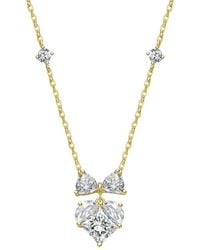 Rachel Glauber - 14K Plated Cz Heart Necklace - Lyst