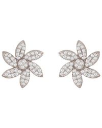 Suzy Levian - 14k 0.20 Ct. Tw. Diamond Curved Flower Studs - Lyst