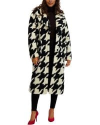 Kensie - Houndstooth Faux Sherpa Coat - Lyst