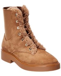 Stuart Weitzman Henley Chill Suede Combat Boot in Black | Lyst UK