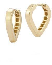 Italian Gold - 14k Heart Huggie Hoops - Lyst