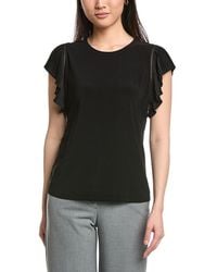 Anne Klein - Pleated Flutter Sleeve Top - Lyst