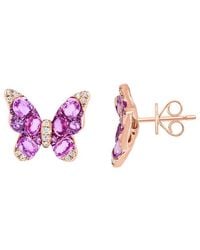 Effy Fine Jewelry - 14k Rose Gold 2.43 Ct. Tw. Diamond & Pink Sapphire Earrings - Lyst