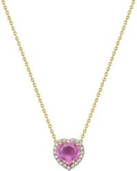 Forever Creations USA Inc. - Forever Creations 14k 1.03 Ct. Tw. Diamond & Pink Sapphire Halo Heart Necklace - Lyst