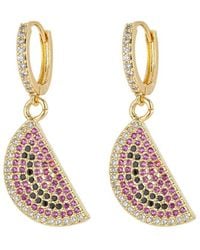 Eye Candy LA - Luxe Collection 18k Plated Cz Watermelon Huggie Earrings - Lyst