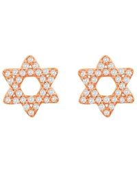 Suzy Levian - 14k Rose Gold 0.13 Ct. Tw. Diamond Star Of David Studs - Lyst