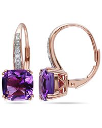 Rina Limor - 10k Rose Gold 3.56 Ct. Tw. Diamond & Amethyst Earrings - Lyst