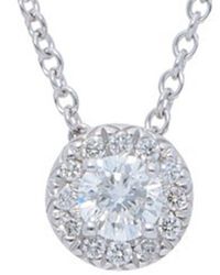 Nephora - 14k 0.23 Ct. Tw. Diamond Solitaire Halo Necklace - Lyst