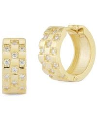 Chloe and Madison - 14k Over Silver Cz Checkered Huggie Earrings - Lyst