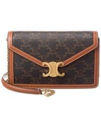 Celine - Margo Triomphe Canvas & Leather Wallet On Chain - Lyst