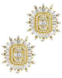 Sterling Forever - 14k Plated Cz Mari Studs - Lyst