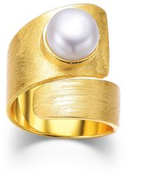 Genevive Jewelry - 14k Over Silver Pearl Ring - Lyst