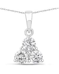Diana M. Jewels - Diana M 14k 0.75 Ct. Tw. Lab-grown Diamond Three-stone Pendant - Lyst