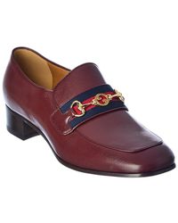 Gucci Horsebit Web Leather Loafer - Red
