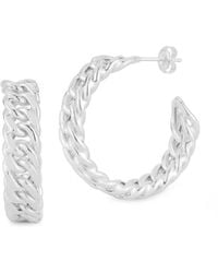 Chloe and Madison - Silver Bold Double Curb Chain Hoops - Lyst