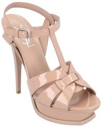 Saint Laurent - Leather Tribute Patent Leather Platform Sandal (Authentic Pre-Loved) - Lyst