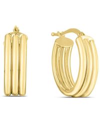 Italian Gold - 14k Triple Row Hoops - Lyst