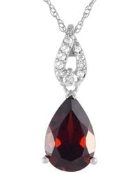 Gemstones - 14k 0.06 Ct. Tw. Diamond & Garnet Necklace - Lyst