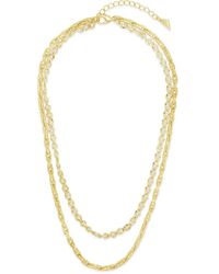Sterling Forever - 14k Plated 3mm Pearl Amedea Chain Layered Necklace - Lyst