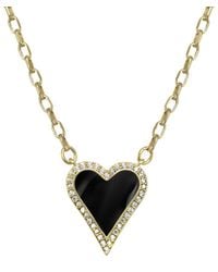 Rachel Reinhardt Jewelry - 14k Vermeil Black Enamel & Cz Pave Heart Necklace - Lyst