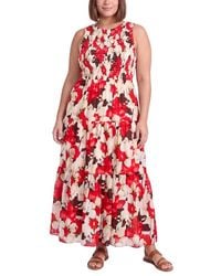 Anne Klein - Plus Smocked Bodice Tiered Dress - Lyst