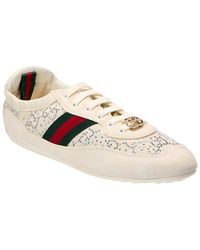 Gucci - Gg Shift Crystal Suede & Canvas Sneaker - Lyst