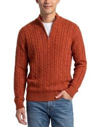 RAFFI - Cable 1/4-Zip Mock Neck Sweater - Lyst