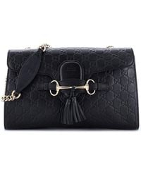 Gucci - Ssima Leather Emily Chain Flap Bag Medium (Authentic Pre- Loved) - Lyst