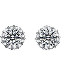 Genevive Jewelry - Silver Cz Studs - Lyst