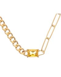 Meshmerise - 18k Over Silver 1.50 Ct. Tw. Gemstone Birthstone Paperclip & Curb Chain Necklace - Lyst