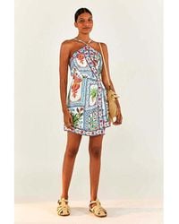 FARM Rio - Tropical Tiles Embroidered Mini Dress - Lyst