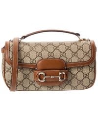 Gucci - Horsebit 1955 Soft Small Top Handle GG Supreme Canvas & Leather Shoulder Bag - Lyst