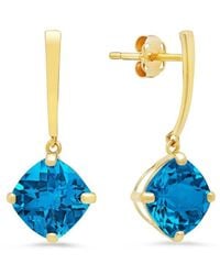 MaxColor - 14k 4.20 Ct. Tw. Blue Topaz Drop Earrings - Lyst