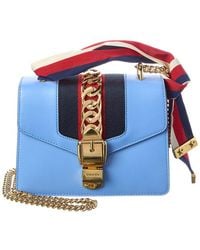 Gucci - Sky Blue Calfskin Leather Mini Sylvie Chain Shoulder Bag (authentic Pre- Loved) - Lyst