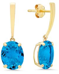 MaxColor - 14k 5.20 Ct. Tw. Blue Topaz Drop Earrings - Lyst
