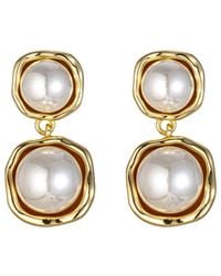 Eye Candy LA - Night Out Dangle Drop Golden Glass Pearl Earrings - Lyst