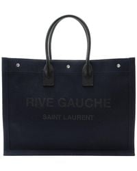 Saint Laurent - Black Canvas & Leather Rive Gauche Large Tote (authentic Pre- Loved) - Lyst