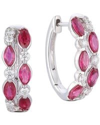 Gregg Ruth - 14K 1.90 Ct. Tw. Diamond & Ruby Huggie Earring - Lyst