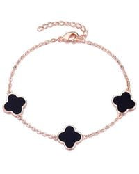 Adornia - 14K Rose Plated Clover Station Bracelet - Lyst