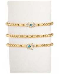 Eye Candy LA - The Luxe Collection Titanium Cz Hamsa & Evil Eye Stretch Bracelet - Lyst