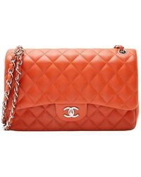 CHANEL - Orange Lambskin Classic Jumbo Double Flap Bag (authentic Pre-loved) - Lyst