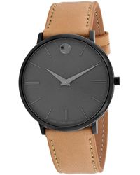 movado men's swiss made hybrid circa leather strap smartwatch