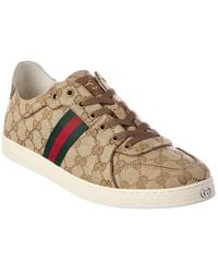 Gucci - Stretch Low Top Gg Canvas & Leather Sneaker - Lyst