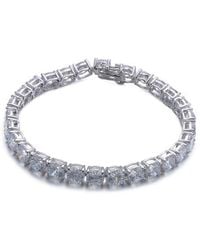 Genevive Jewelry - Silver Cz Geometric Stud Bracelet - Lyst